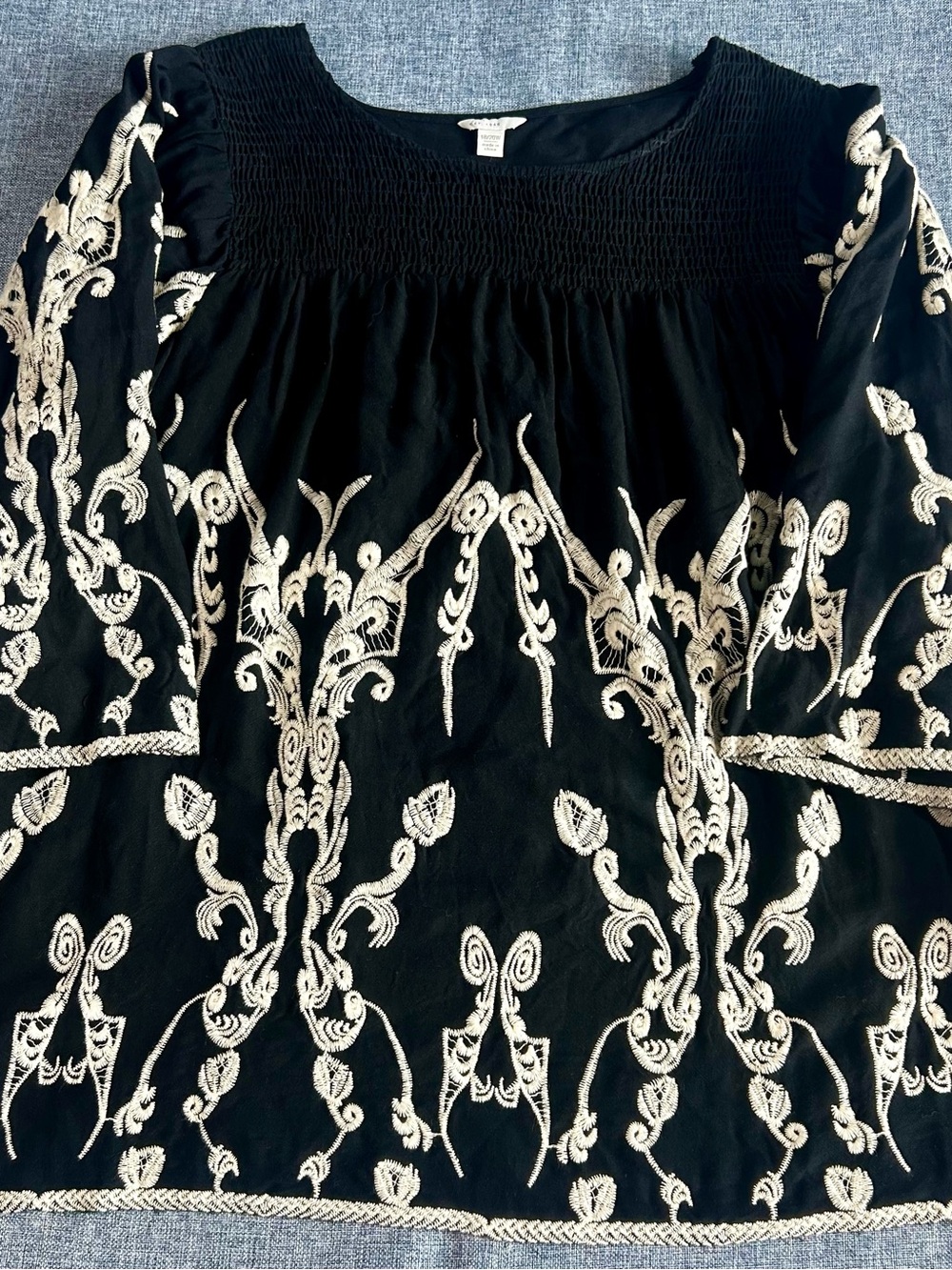 Black Embroidered Women's Plus Shirt